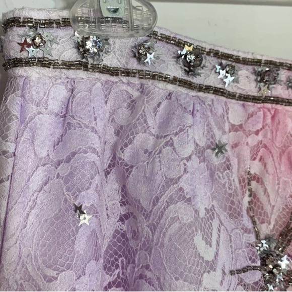 Loveshackfancy x free people Kezia lace tie dye starburst sequin mini skirt nwt - Picture 5 of 12